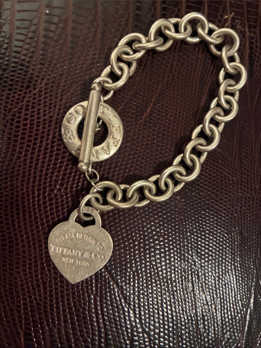 Tiffany & Co. Silver Heart Toggle Charm Bracelet